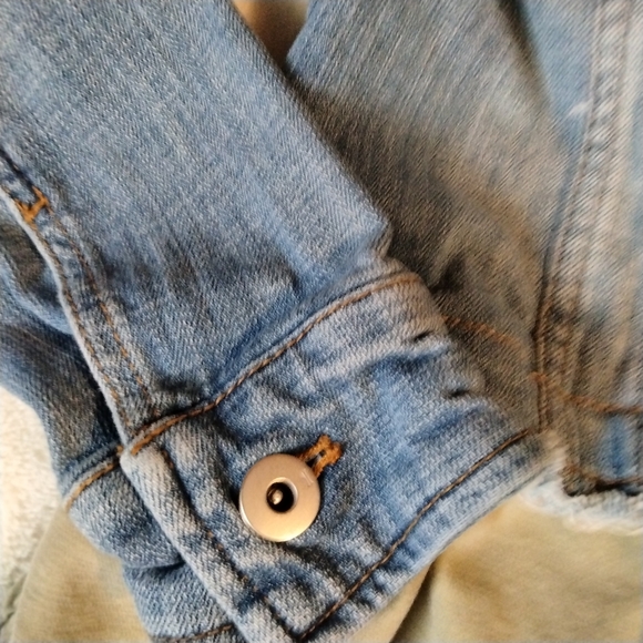 Anthropologie Women's Pilcro &Letterpress Green Ruffled Denim Jacket XS Spring - Picture 3 of 12